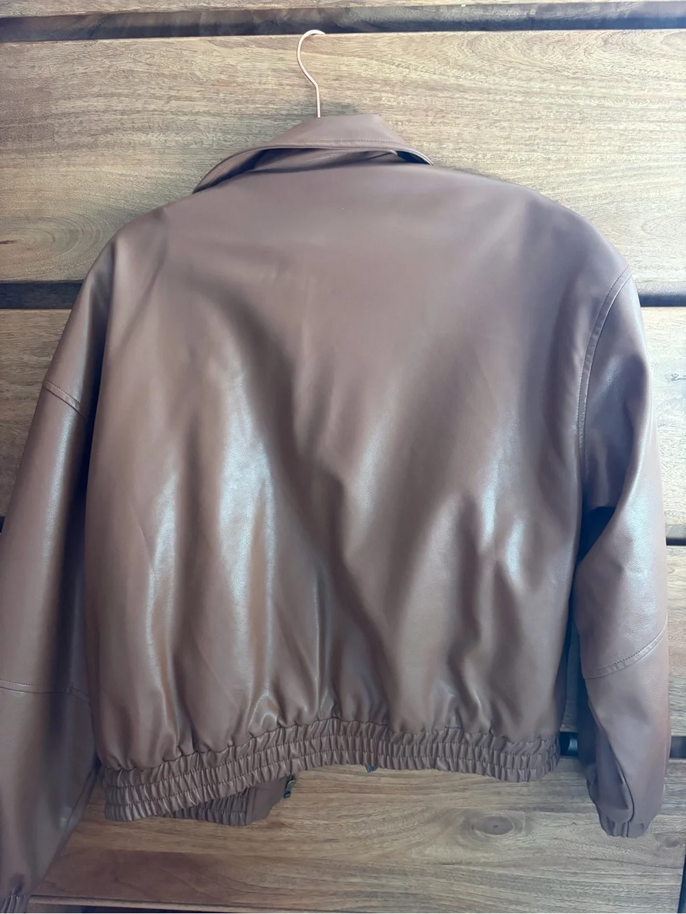 Edikted Women's Brown Faux Leather Bomber Jacket